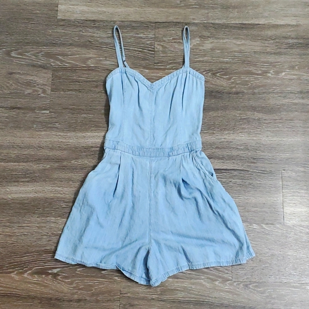 Hollister denim rompers with pockets